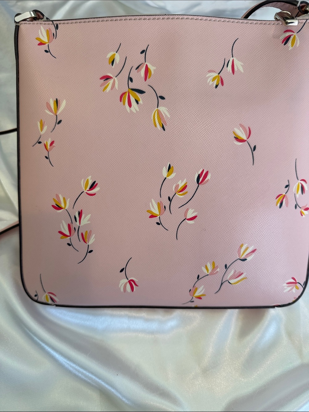 KATE SPADE Pink Floral Print Crossbody Purse 10 W 9 L 1 1/2 D - Picture 5 of 12